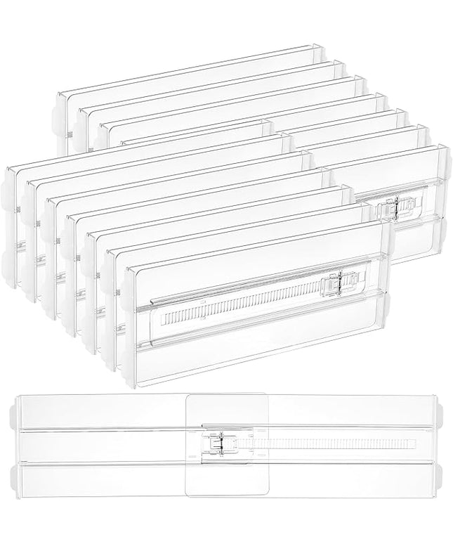 Vtopmart 14 Pack Drawer Dividers for Clothes, 4" High 10.2"-16.5" Adjustable Expandable Dresser Drawer Organizer, Clear Plastic Separators for Dresser, Baby Clothing, Underwear, Cosmetic, Toiletries