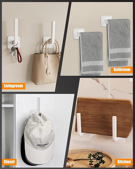 Hat Rack for Hat Storage (8-Pack), Multi-Purpose Hat Organizer, Strong Adhesive Hat Hooks for Wall Hat Organizer for Baseball Caps, Two Mounting Options Hat Hook, White