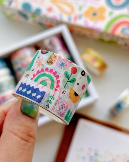 Bomichi 38 Rolls Washi Tape, Aesthetic Colored Decorative Cute Scrapbook Tape for Scrapbooking Supplies Journaling Craft Junk Journal