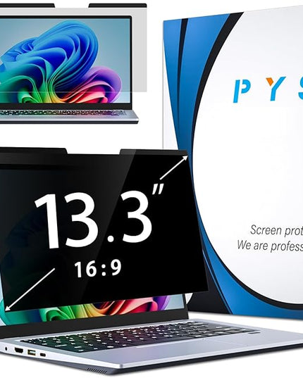 PYS Magnetic Laptop Privacy Screen 13.3 Inch (16:9 Aspect) - Anti-Glare Blue Light Filter, Removable Privacy Screen Protector Compatible with HP/Dell/Acer/Lenovo/Samsung/ASUS (11.6x6.5inch/ W x H)