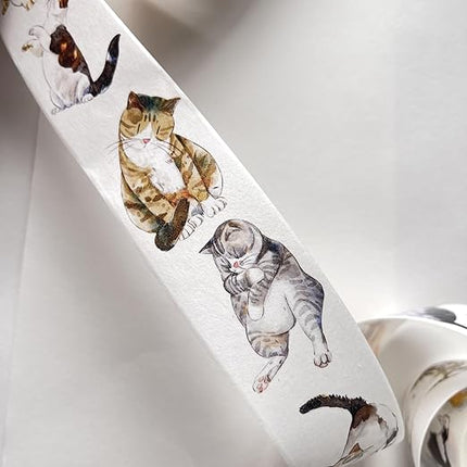RICHTAPES-Seahorse Forest Vol3-A20 Meow,Original Design Cute Cat Vintage Thin Washi Tape Stickers,for Scrapbook Supplies,Scrapbook Tape Stickers,Junk Journal Stickers,Bullet Journal Supplies