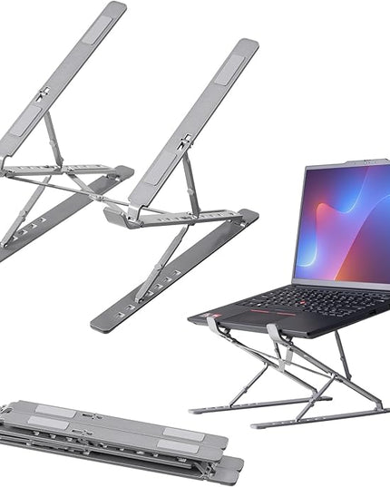kwmobile Laptop Stand - Adjustable Laptop Riser, Holder - Aluminium Portable DJ, Gaming Stand - Foldable Lap Top, Notebook Desk Stands - Folding Computer Accessories