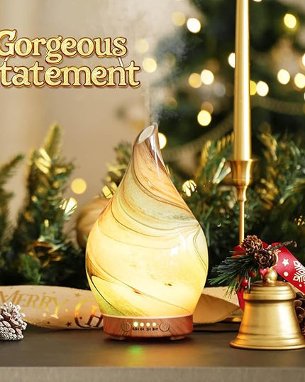 Porseme 150ml Glass Essential Oil Diffuser Aromatherapy Ultrasonic Cool Mist Humidifier 6 Running Hours Waterless Auto-Off Air Diffusers for Sleeping,Yoga,Office Working Spa and Rest (Deep Desert)