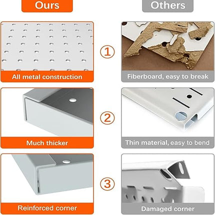 TORACK 4 PCS Metal 12 x 24 in Pegboard Panels, Garage Tools Organizer Pegboards for Workbench, Modular Peg Board, Tool Organizer Board Kit(Pack of 4, Grey)