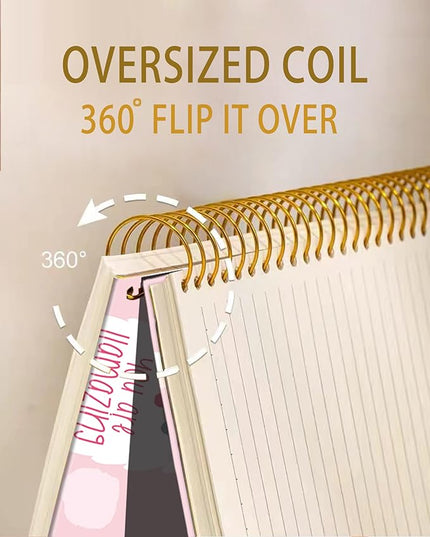 iampanda Spiral Journal Notebook,Strong Twin-Wire Binding with Premium Paper for Girl Women,Funny 60 Sheets A5 College Ruled Notebook/Journal,Perfect for School Office Home Gifts,Cute Llama Pink