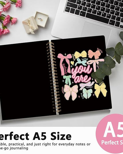 You Are Bow Spiral Notebook Journal -Inspirational Pastel Aesthetic Journal with Positive Words, Gift for Women and Girls, Hardcover Spiral Notebook 80 Sheets -160 Pages 5.5x8.3 Inch