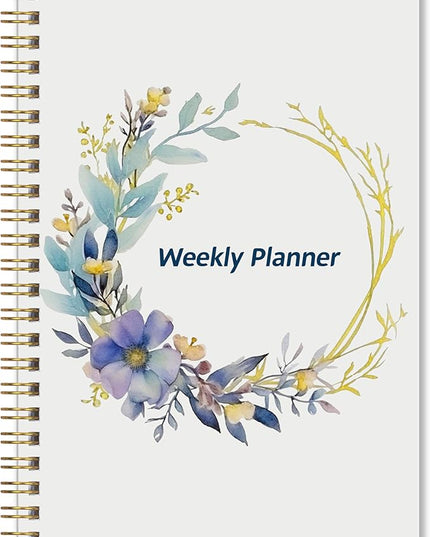 Undated Weekly Planner- Weekly Goals Notebook, A5 To Do List Planner, Habit Tracker Journal with Spiral Binding（Flower-2）