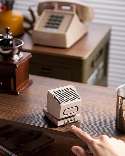 Divoom MiniToo Retro Bluetooth Speaker with Pixel Display, App-Controlled Clock & Alarm, White Noise, Compact Desk Speaker for Travel & Gifts