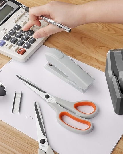 Asdirne Office Supplies Kit, Desk Accessory Set, Including 2 Scissors, 1 Stapler,1000 Pieces 26/6 Staples, 1 Staple Remover, 1 Tape Dispenser and 1 Tape, Perfect Office Partners