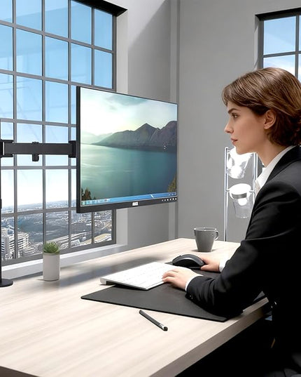 Single Monitor Desk Mount, Heavy Duty Adjustable Monitor Stand for 13"-32" Screen, Monitor Arm Desk Mount Holds Up to 22lbs with C Clamp/Grommet Base