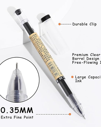 RIANCY Black Gel Ink Pens, 0.35mm Extra Fine Point Tip Smooth Writing Rollerball Pens, Japanese Style No Smudge Ballpoint Pen, Quick Drying for Journaling Office School Stationery Supplies 24pcs