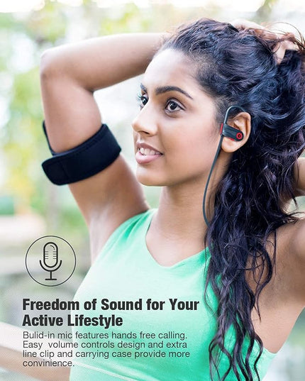 Otium Wireless Bluetooth 5.3 Sport Headphones Built-in Mic in Ear Running Headset with Earhooks 16 Hours Playtime