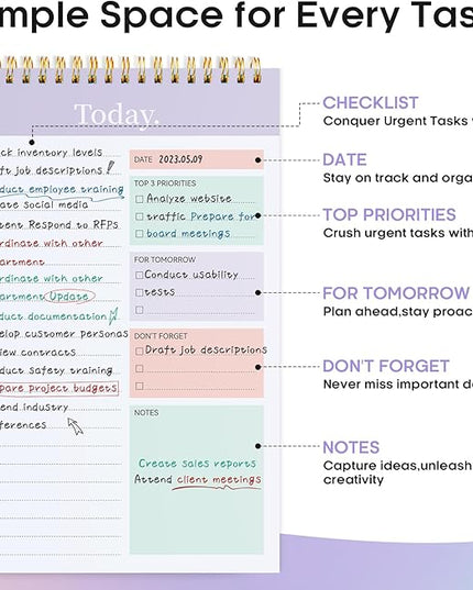 Taja 6 Pack of To Do List Notepad - To Do List Notebook for Work with 52 Sheets, 9.8" x 6.5", Undated Daily Planner Perfect for Daily Tasks and Goal Setting, Notepad Suitable for Office, Home & School - Violet Dream