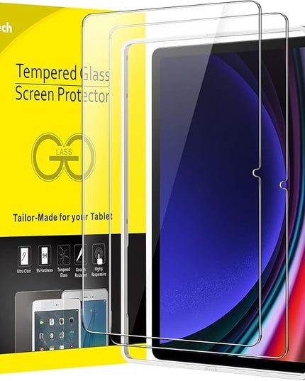 JETech Screen Protector for Samsung Galaxy Tab S9 11-Inch and Galaxy Tab S10 Lite / S10 FE / S9 FE 10.9-Inch, with Easy Installation Frame, Tempered Glass Film, HD Clear, 2-Pack