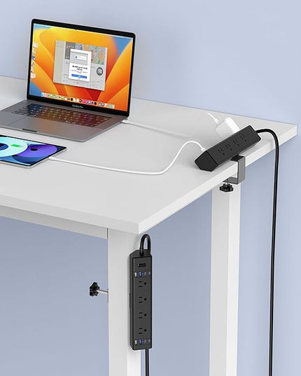 40W Fast Charging Station,Desk Clamp Power Strip 20W USB C,8 Outlets,8 USB Ports,4 USB C and 4 USB A, Office Furniture Surge Protector, 14AWG Cord, Fits 1.9" Tabletop Edge (Black, 10FT Length)