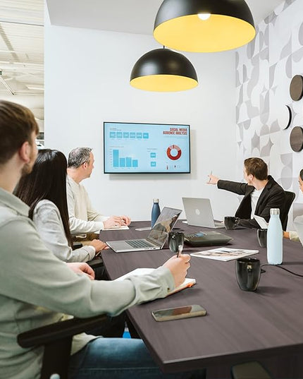 Bush Business Furniture 96-inch Office Conference Table with Wood Base, Boardroom Meeting Space for 8 Users, Storm Gray