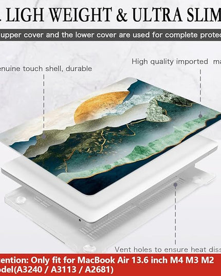 CISSOOK Mountain Case for MacBook Air 13.6 inch 2025 2024 2022 Release Model A3240 A3113 A2681, Plastic Sunshine Mountain Scenery Cover for MacBook Air 13 M4 M3 M2 Case with Keyboard Cover