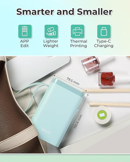 Nelko Label Maker Machine with Tape, P21 Bluetooth Label Printer, Wireless Mini Label Makers with Multiple Templates for School Office Home, Cyan