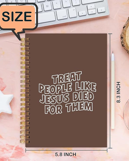 Christian Spiral Journal Notebook 5.5x8.3in, Bible Scripture Journal for Woman, Christian Gifts for Women, Treat People Like Jesus Religious Notebooks for Note Taking, Hardcover Notebook