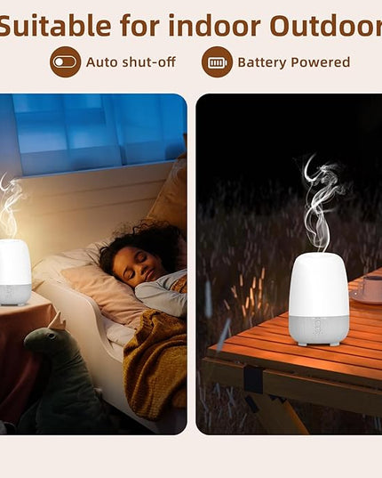 SEEDSEEL 150ML Rechargeable Battery Operated Essential Oil Diffuser, Portable Cordless Aromatherapy Diffuser,7-Hour Runtime with 7 LED Color Changing Lights for Home, Office, Bathroom, Travel