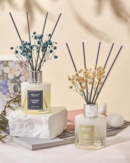 Airkeep Reed Diffuser 3.38 oz (100ml) 2pk,Clean Linen/Cashmere Vanilla Scented Reed Diffuser Set,Reed Diffuser & Oil Diffuser Sticks, Aromatherapy, Home & Kitchen Décor,Fragrance and Gifts