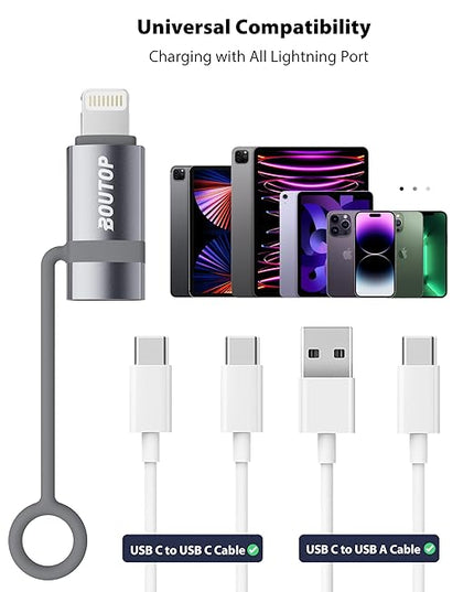[MFi Certified] USB C to Lightning Adapter, Type C to Lightning Adapter Support 36W PD Fast Charging Compatible with iPhone iPad Gray -3 Pack