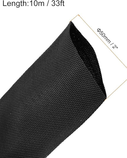 MECCANIXITY Braided Cable Sleeves Heat Shrinkable Fabric Sleeving, 2" 33ft Black 2:1 Ratio Heat Shrinkable Cord Protector for Harness Cable, Network Cable Protection, Cable Management