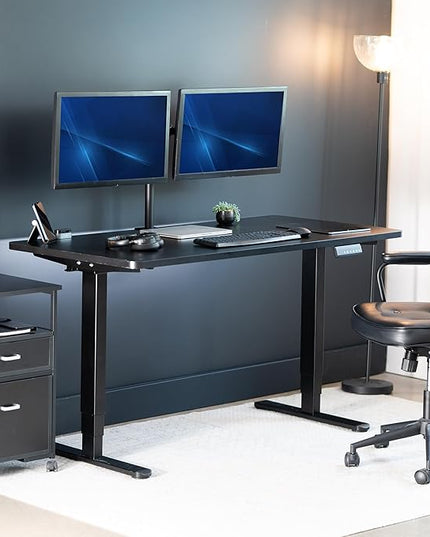 VIVO Electric 60 x 24 in Dual Motor Sit Stand Desk, Memory Height Adjustment, 2B Series, Black Top Black Frame, DESK-KIT-2B6B