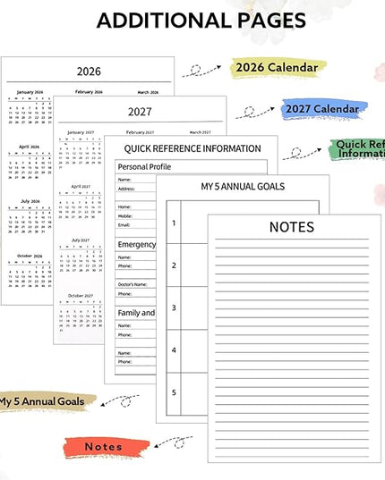 2026 Planner, Weekly and Monthly Planner, January 2026 - December 2026, Calendar Planner A5 (6.5" x 8.5") with Tabs, Inner Pocket for Home School Office Supplies, Yellow Flower