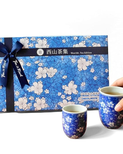 Rinatea Tea Gift Set - West Mt. Tea Selection-Tea Bag Sampler Variety Pack - Includes 6 Rich Flavors, 30 Tea Bags - Natural Loose Leaf Tea Sampler Gift Box for Tea Lovers