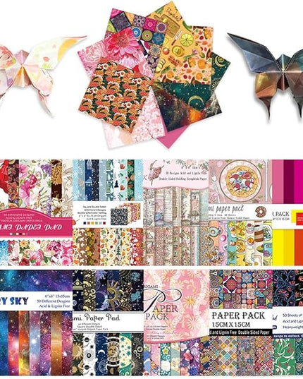 10 Different Packs Full Collection Origami Paper Kit 6 Inch Square Double Sided Color Vivid Colors Creation Easy Fold Paper Set Hand Crafts Paper Arts Creativity