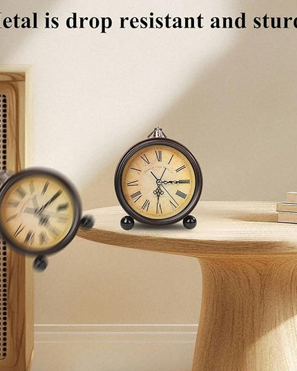Blusaryme Loud Alarm for Deep Sleepers Desk Vintage Alarm Clock 5.25 inch Small Battery Operated Retro Clock Bedroom Live Room Decor Gift Clock