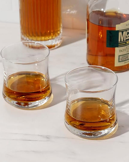 True Bourbon Glass, Whiskey Glasses, Clear Tumbler for Old Fashioned, Scotch, Vodka, Tequila, Brandy, Rum, Gin, Home Bar Glassware, 10 oz Set of 4