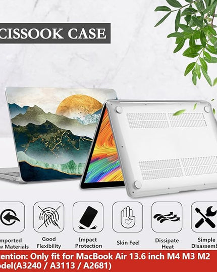 CISSOOK Mountain Case for MacBook Air 13.6 inch 2025 2024 2022 Release Model A3240 A3113 A2681, Plastic Sunshine Mountain Scenery Cover for MacBook Air 13 M4 M3 M2 Case with Keyboard Cover
