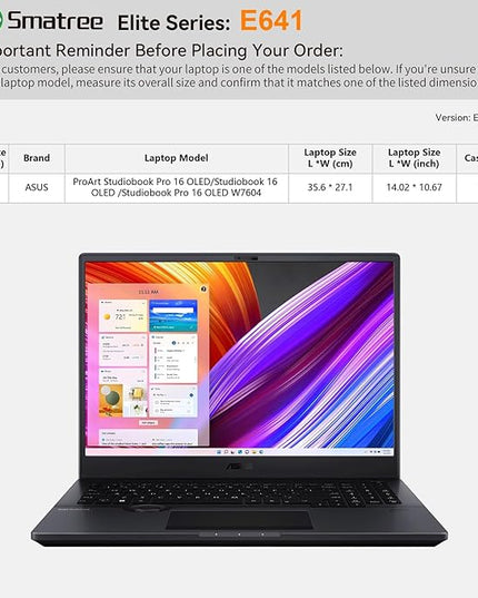 Smatree Laptop Sleeve for 16 inch ASUS ProArt Studiobook Pro 16/Studiobook 16 OLED, Protective Computer Case with Accessory Pocket, YKK Zipper, Patented Shockproof Design (E641)