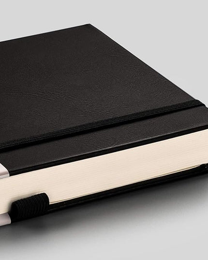 EMSHOI Dotted Notebook - 256 Pages A5 Dotted Grid Journal Notebook,120gsm Thick Paper,16 Perforated Pages, Smooth PU Leather, Inner Pocket,5.75'' × 8.38''-Black