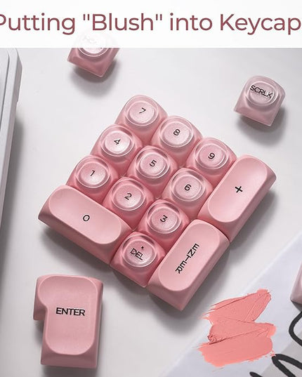 OHY PBT Keycaps, XVX Pink Jelly HOA Profile Key Cap, 132-Key Cute Custom Keycaps (for Mechanical Keyboards with Cherry/Gateron MX Switches)-Blush Pink