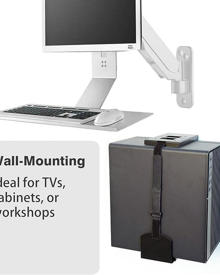 Universal Wall or Under Desk CPU Mount, PC/NAS Bracket – 4.5 to 9.2 inch Wide Computer Holder, Space-Saving Design with Safety Lock,Max Load 32Lbs