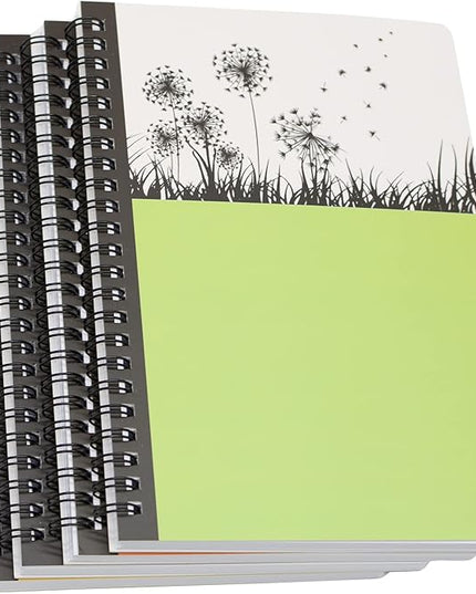 Yansanido Spiral Notebook, 4 Pcs A5 Thick Tree Design Hardcover 8mm Ruled 4 Color 80 Sheets -160 Pages Journals for Study and Notes (Tree)