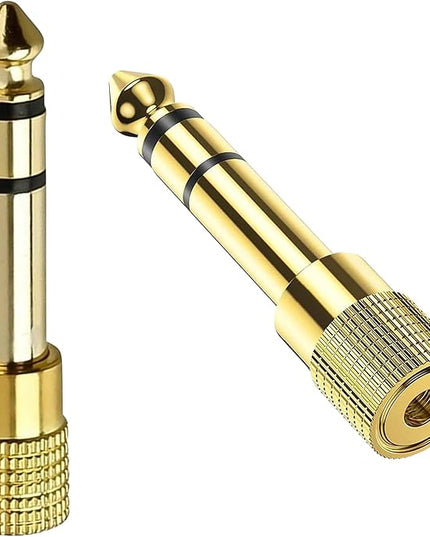 MASTERLINK 1/8” (1/4 inch) Male to 3.5mm (1/8 inch) Female Stereo Audio Jack Adapter for Aux Cable, Guitar Amplifier, Headphone, 2 Pack