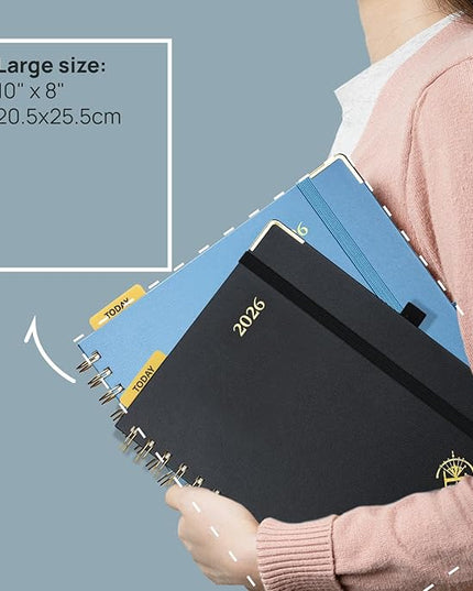 POPRUN 2026 Planner (Large Size 10'' x 8'' Wire-Bound Hard Cover) Daily Weekly and Monthly Calendar - Agenda 2026 (Jan.2026-Dec.2026) with Hourly Schedule, Monthly Tabs - Violet