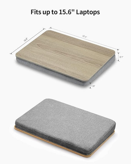ZEAPTAC Lap Desk with Pillow Cushion, Portable Laptop Bed Desk, Fits up to 15.6 inch Laptop, Lap Stand for Bed & Couch & Carpet, Book Tablet/Drawing Board/Stand - Black Wood