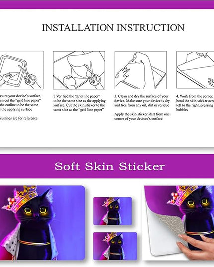 Laptop Skin Sticker Decal,12" 13" 13.3" 14" 15" 15.4" 15.6 inch Laptop Vinyl Skin Sticker Cover Art Protector Notebook PC (2 Wrist Pad Skins Included), Decorative Waterproof Removable,Cat Princess
