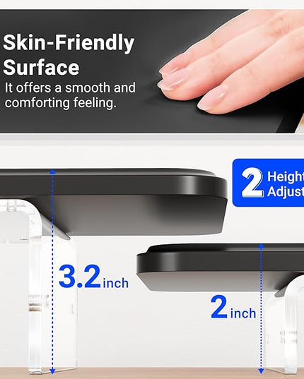 Monitor Stand Riser,31.5-Inch LED Light Wood Computer Monitor Stand with Adjustable Acrylic Legs,Desk Accessories Desktop Organizer Stand for, Computer,Laptop,Printer,PC TV Screen Riser,Black