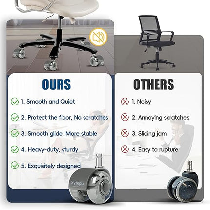 Office Chair Wheels 2" Desk Chair Caster Wheels Smooth Roller Style Quiet for Carpet and Hardwood Floors Universal Fit 11x22 mm Set of 5 Light Grey