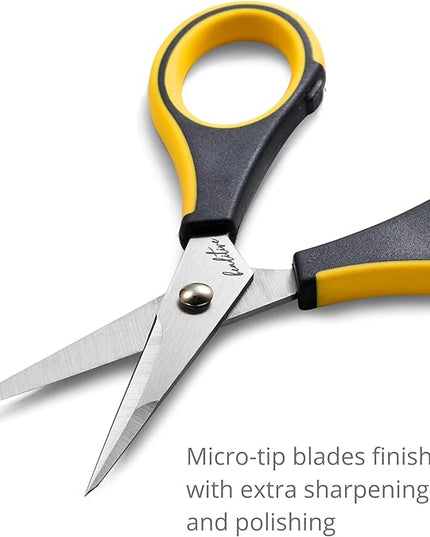 Beaditive Precision Craft Scissors - Stainless Steel Blades With Safety Cap - Ultra Sharp Tip & Non-Slip TPR Handles - For Adult & Kid Paper Crafting, Scrapbooking, Home, Office, and School Use