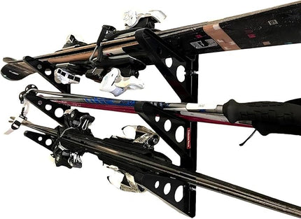 StoreYourBoard Ski Rack – Heavy-Duty Horizontal Ski Wall Mount & Snowboard Wall Mount for Garage Wall Shelving - Snowboards & Gear, Multi-Sport Skateboard Organizer - Skiing Accessories - Holds 3 Pair