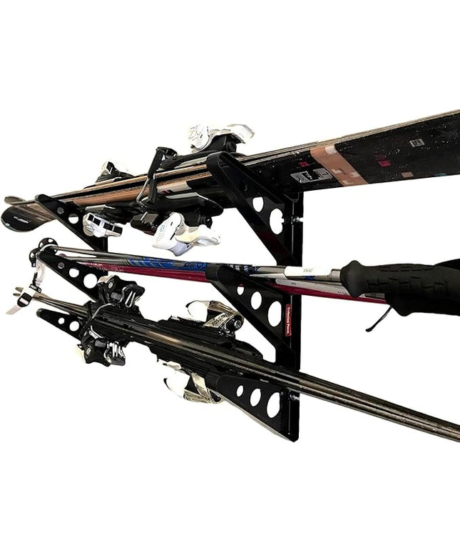 StoreYourBoard Ski Rack – Heavy-Duty Horizontal Ski Wall Mount & Snowboard Wall Mount for Garage Wall Shelving - Snowboards & Gear, Multi-Sport Skateboard Organizer - Skiing Accessories - Holds 3 Pair