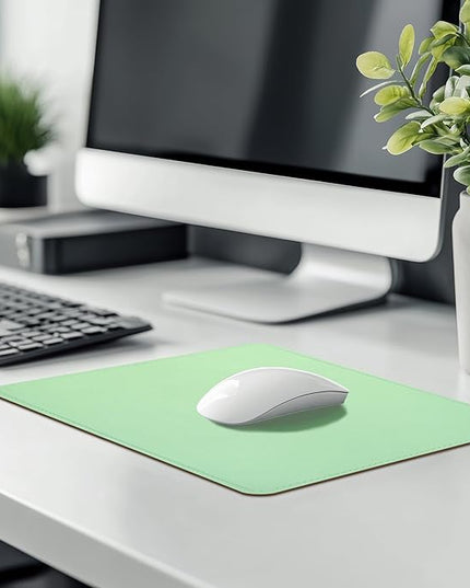 PU Leather Mouse Pad With Stitched Edge, Micro-Fiber Base, Non-Slip Waterproof for Computers, Laptop, 8x11 Inch (Natural Green)