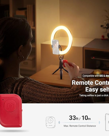 NEEWER Entry Level Version 10.5" Desk Ring Light w Tripod Stand/Phone Holder Compatible with iPhone, Timer/Remote, 10W CRI85+ LED Lighting for Selfie Makeup Streaming Recording Video Conference, N25